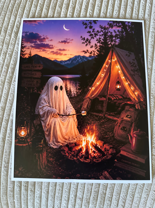 Ghost Gothic Camping Victorian Halloween Picture Print