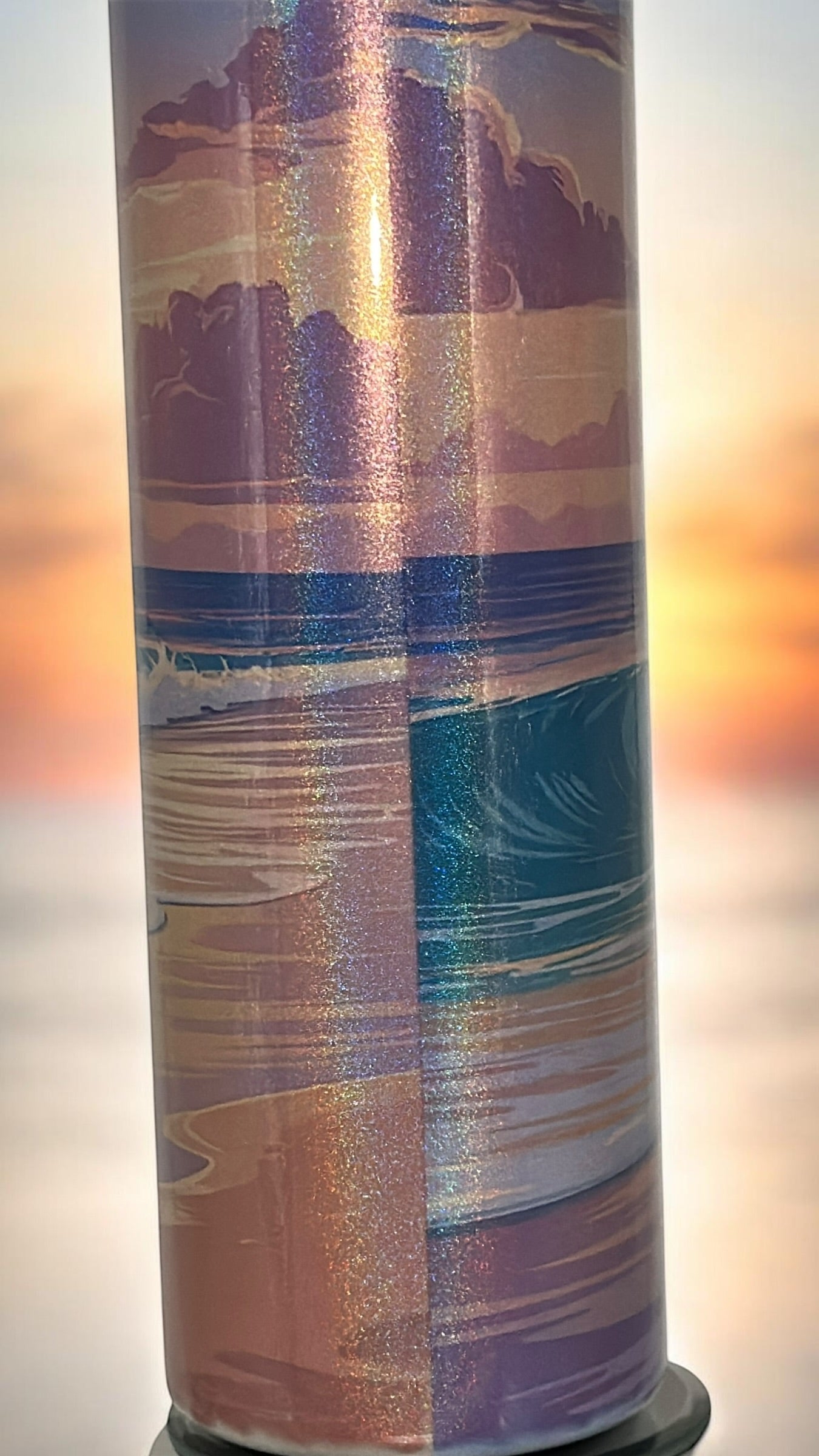 Beach Sunset Waves Ocean Lover Drinking Tumbler Water Bottle Cup