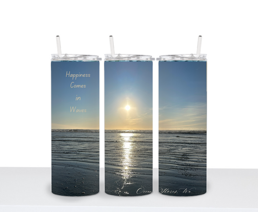 Beach Makes Waves Ocean Shores WA Drinking Tumbler Water Bottle Cup