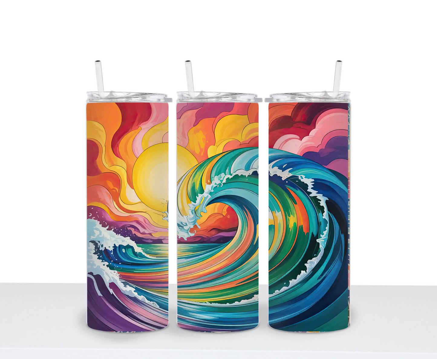 Beach Vibes Ocean Lover Waves Drinking Tumbler Water Bottle Cup
