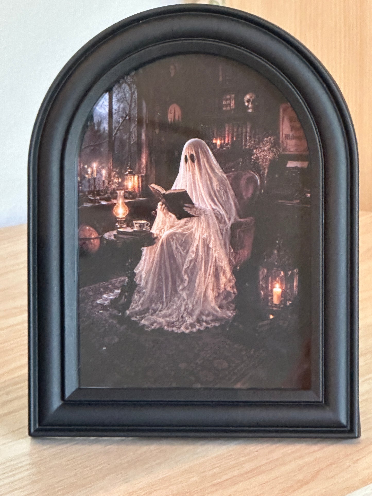 Ghost Gothic Reading Victorian Halloween Picture Print