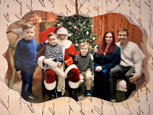 YOUR image - Personalized Ornament - Gift Tag Shape with Scalloped Edges