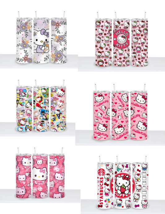 Adorable Cute kitty hello cat inspired drinking tumbler 20 oz water bottle