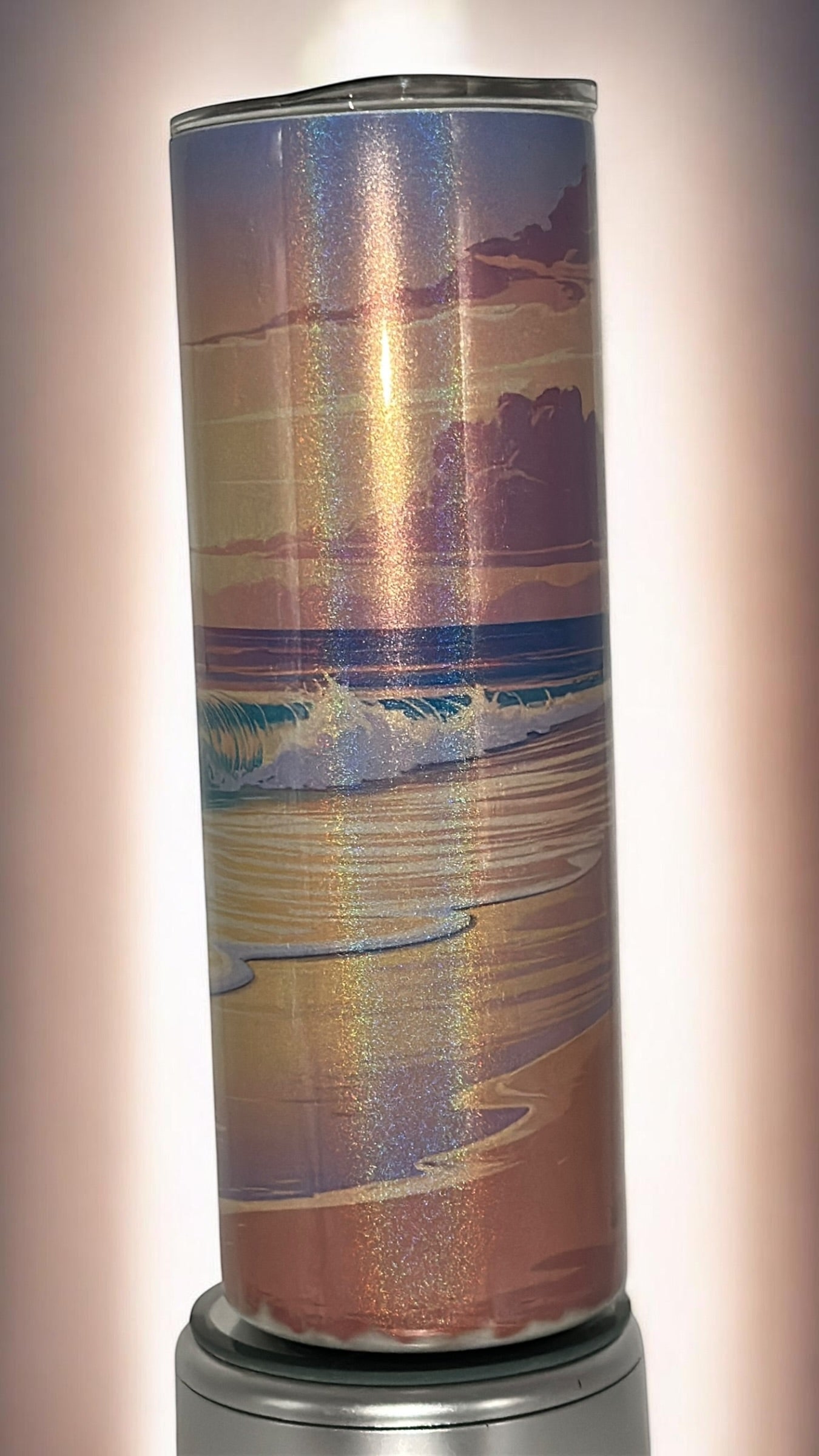 Beach Sunset Waves Ocean Lover Drinking Tumbler Water Bottle Cup