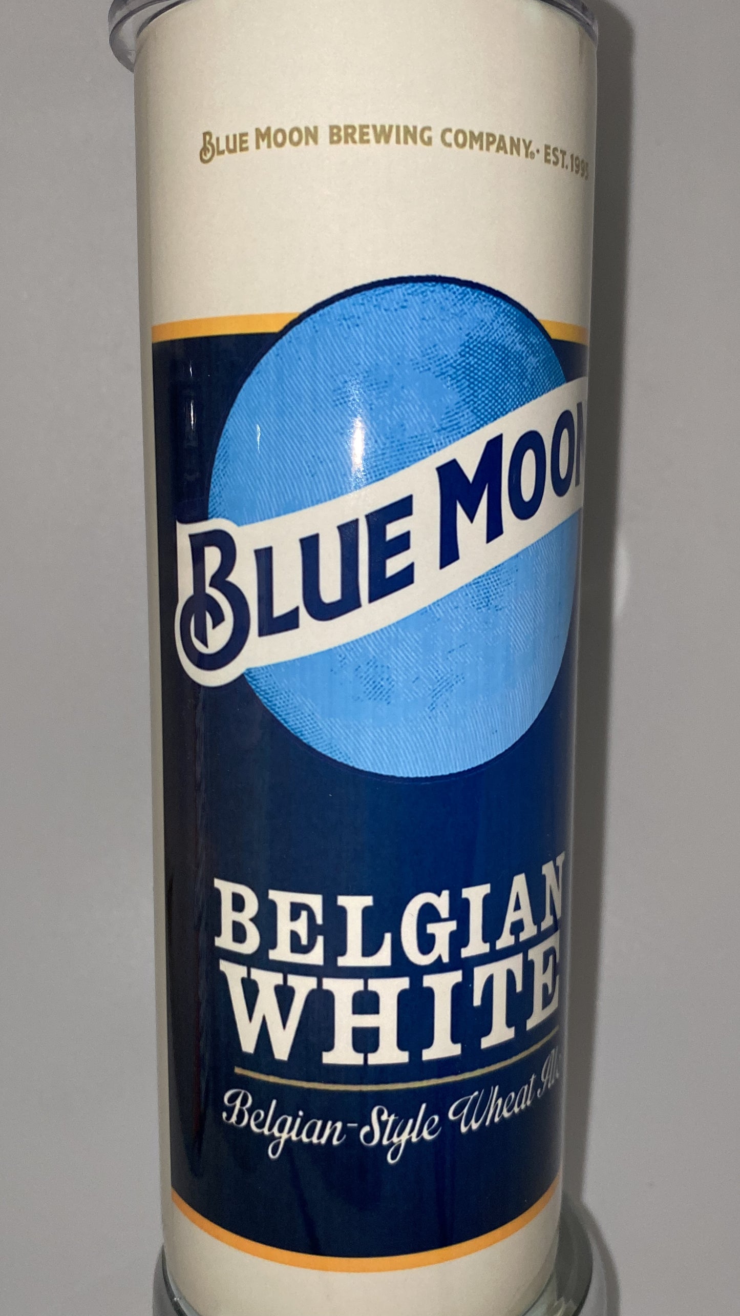 Blue Moon Beer inspired 20 oz drinking Tumbler for HOT and COLD drinks