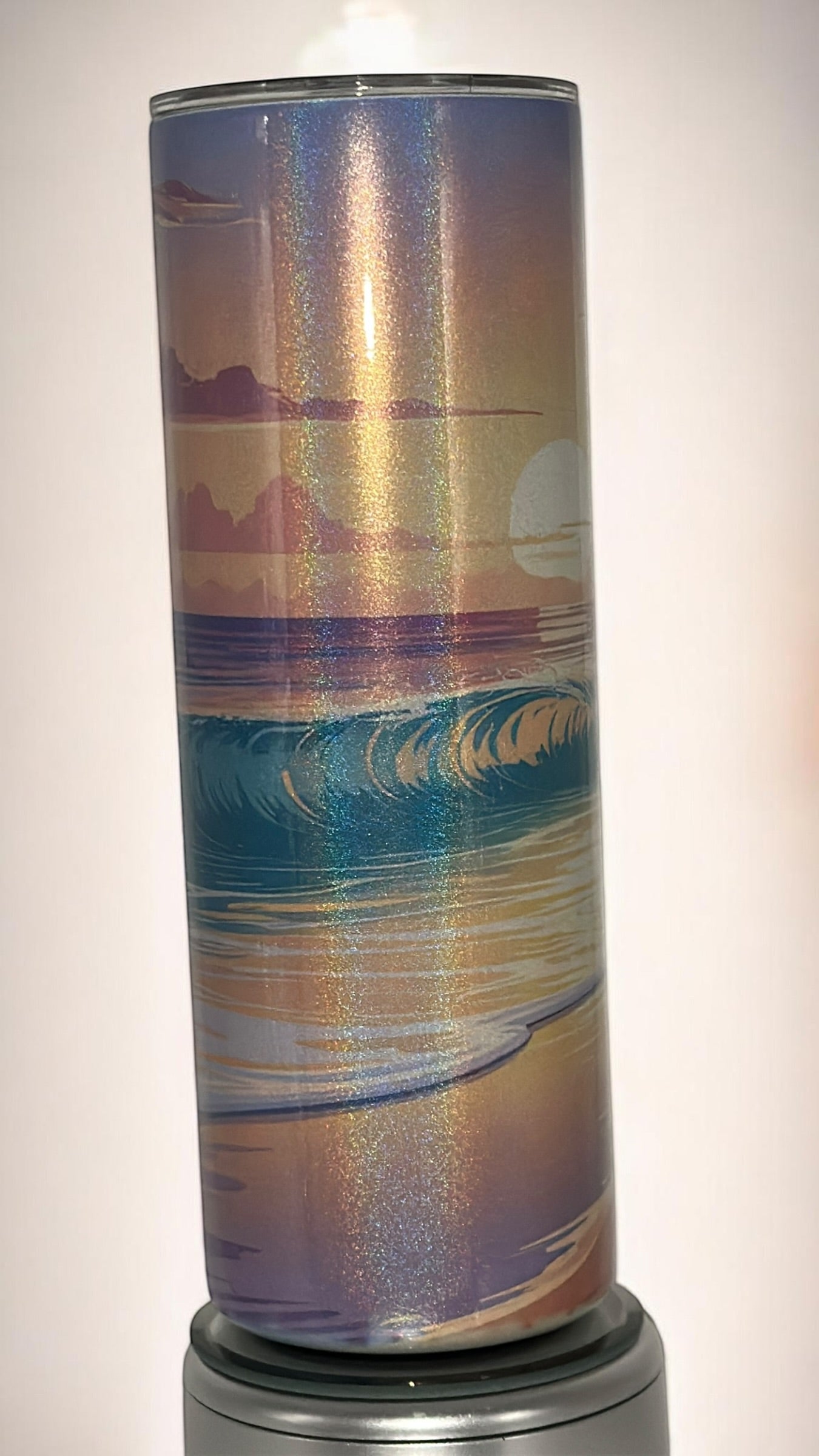 Beach Sunset Waves Ocean Lover Drinking Tumbler Water Bottle Cup