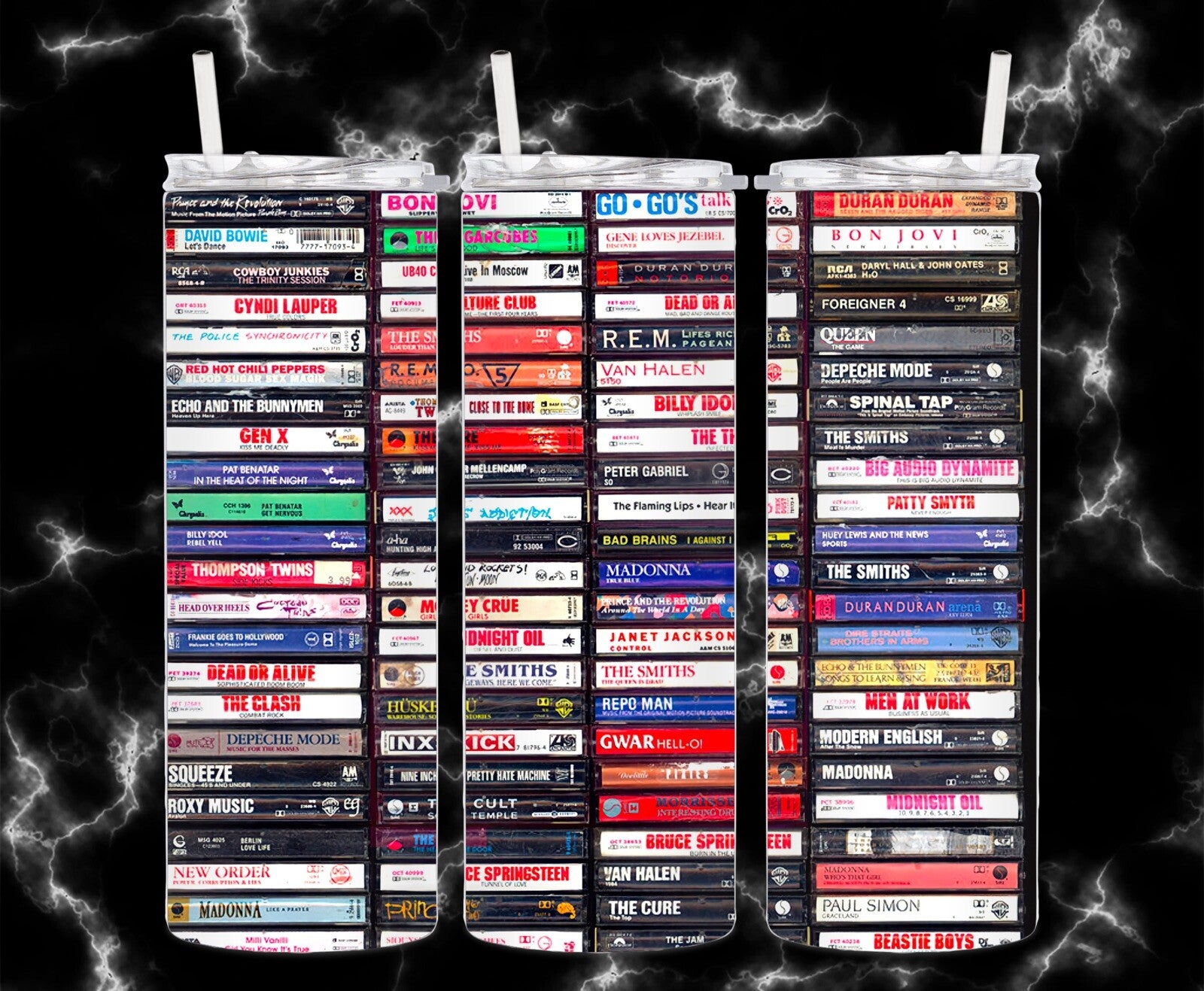 80s bands cassette tapes tumbler 20 water bottle for HOT and COLD drinks