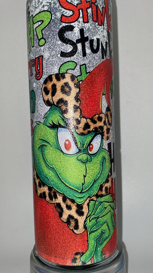 Grinch Christmas GLITTER Tumbler 20 oz Hot and Cold Drinking Cup Gift