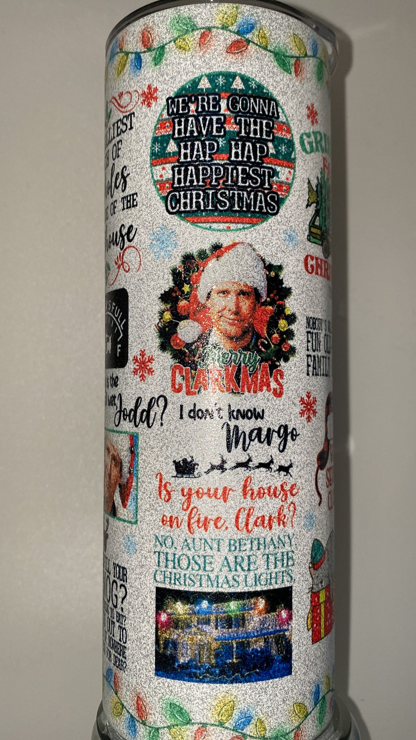 Clark Griswold Funny Glitter Christmas Vacation Tumbler Skinny Retro Cup