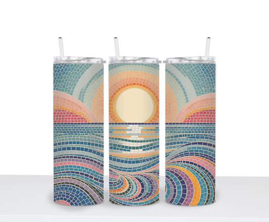 Beach Vibes Ocean Sunset Lover Drinking Tumbler Water Bottle Cup