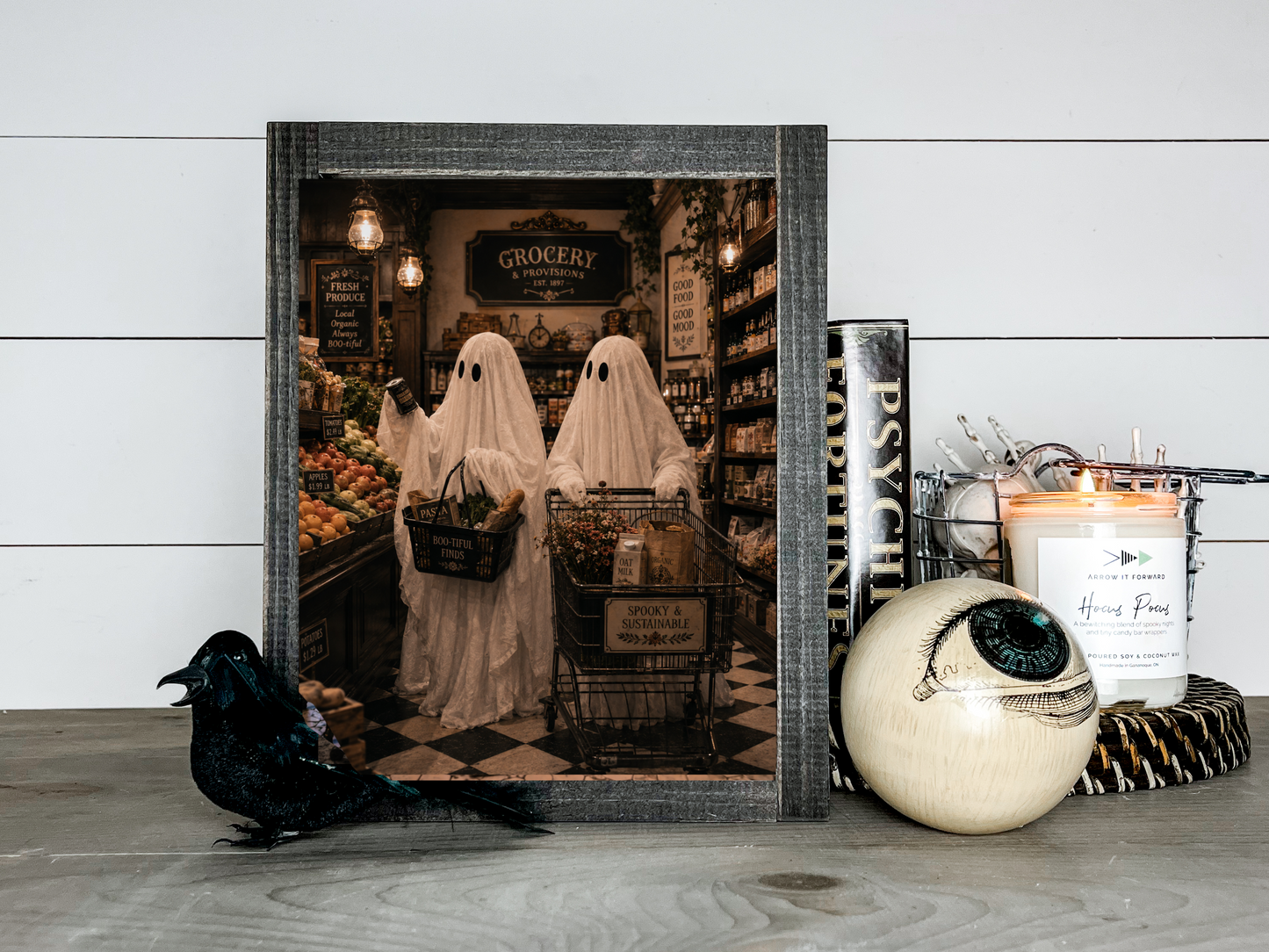 Ghost Gothic Shopping Victorian Halloween Picture Print