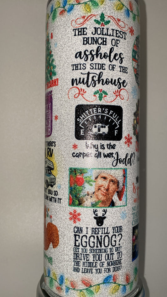 Clark Griswold Funny Glitter Christmas Vacation Tumbler Skinny Retro Cup