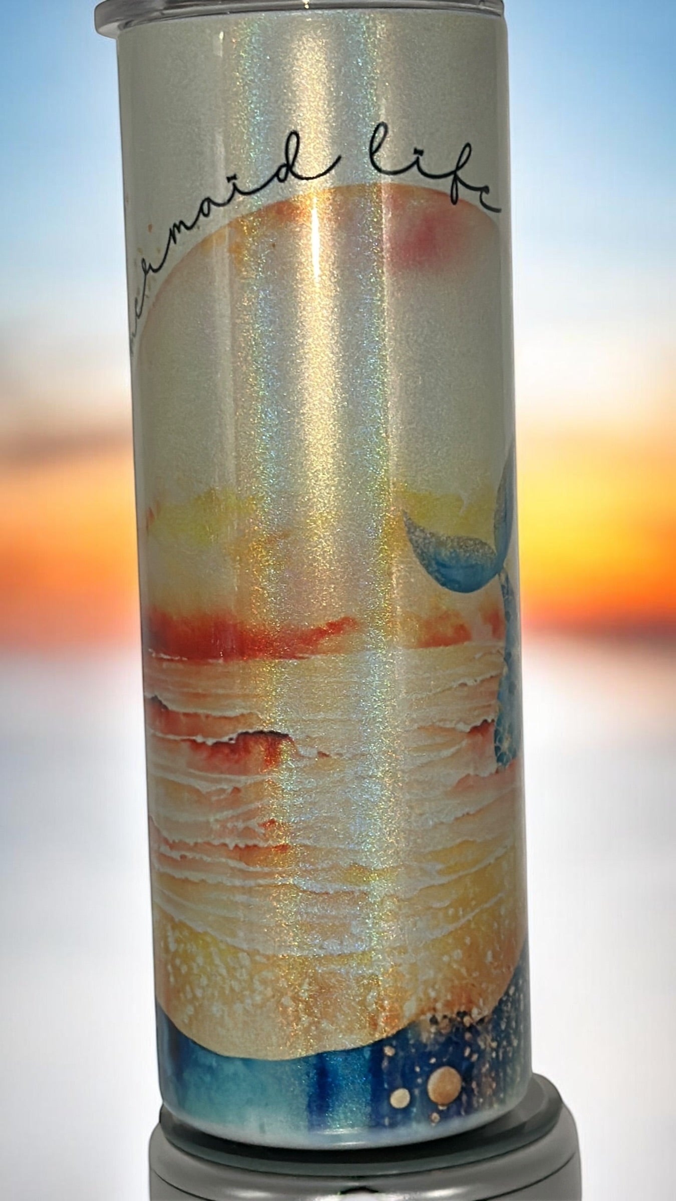 Beach Vibes Ocean Lover Mermaid Make Waves Drinking Tumbler Water Bottle Cup