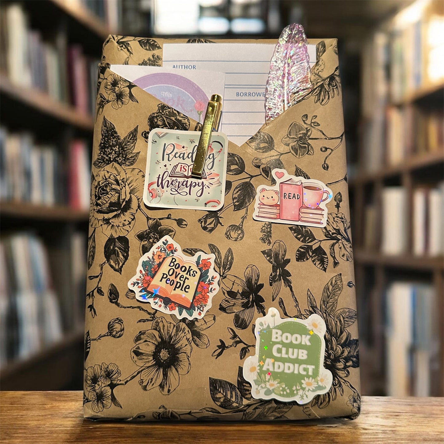 Blind Date with a Book Gifts Includes a pair of BOOK EARRINGS stickers pen and more