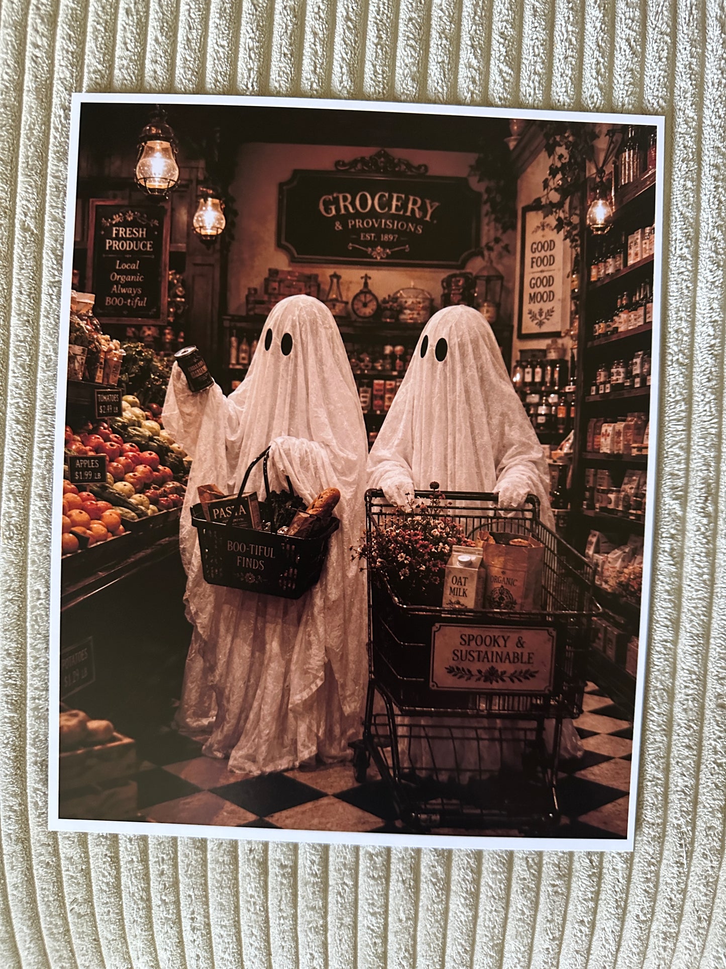 Ghost Gothic Shopping Victorian Halloween Picture Print