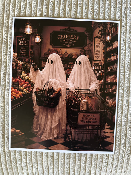 Ghost Gothic Shopping Victorian Halloween Picture Print