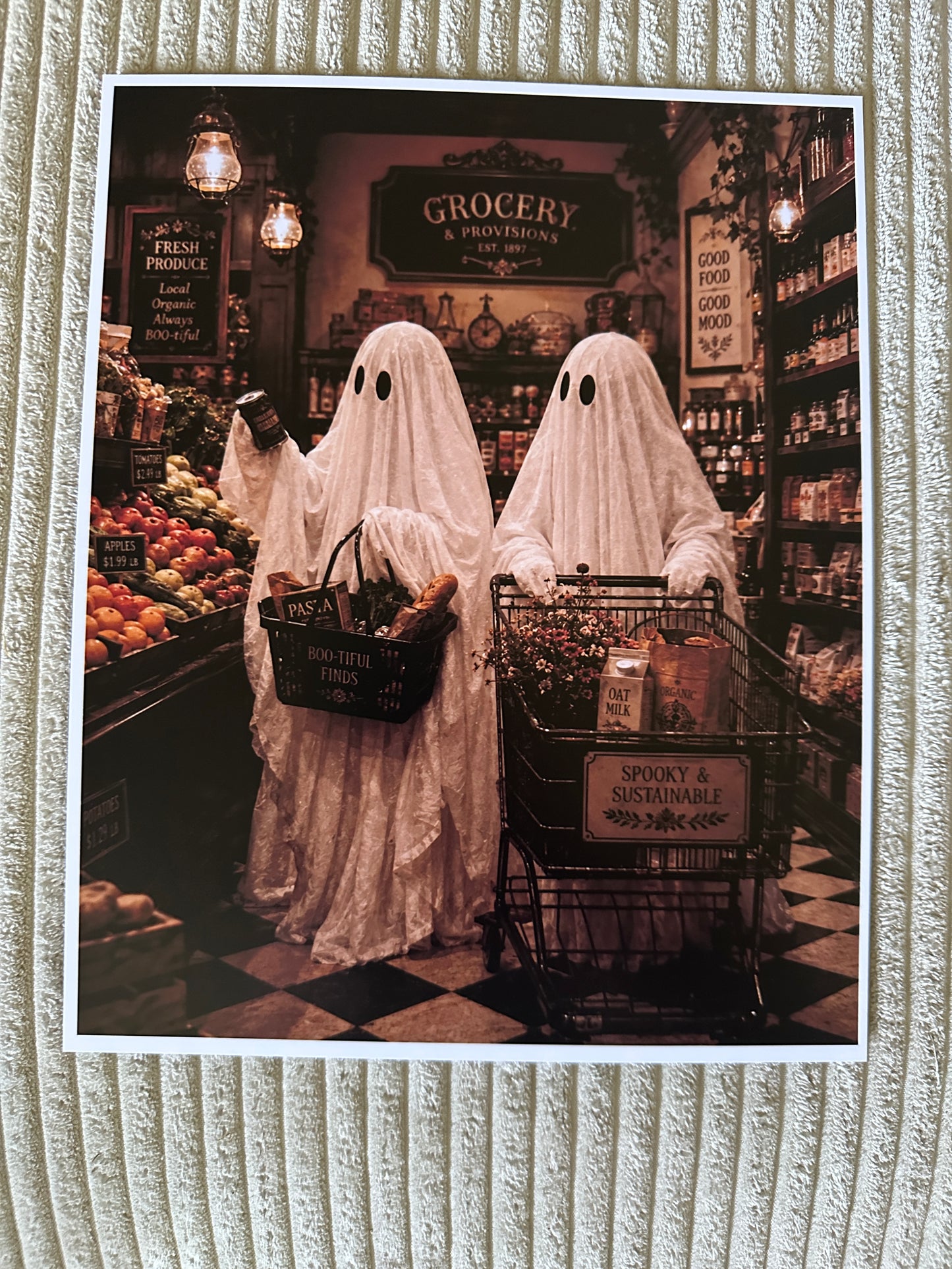 Ghost Gothic Shopping Victorian Halloween Picture Print