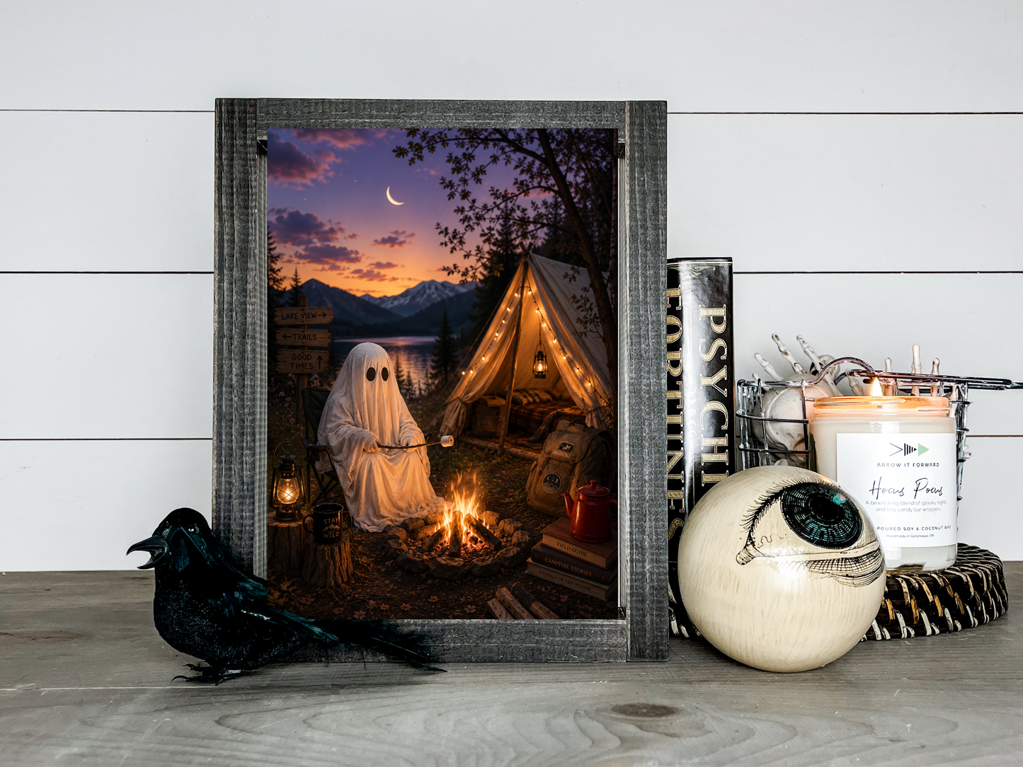 Ghost Gothic Camping Victorian Halloween Picture Print