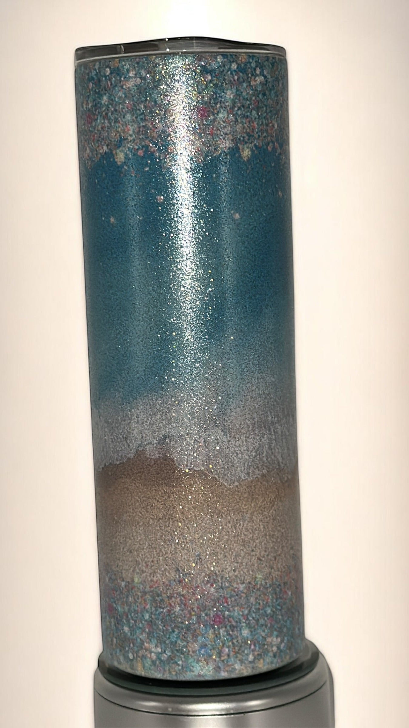 Beach Waves Ocean Lover Glitter Finish Drinking Tumbler Water Bottle Cup
