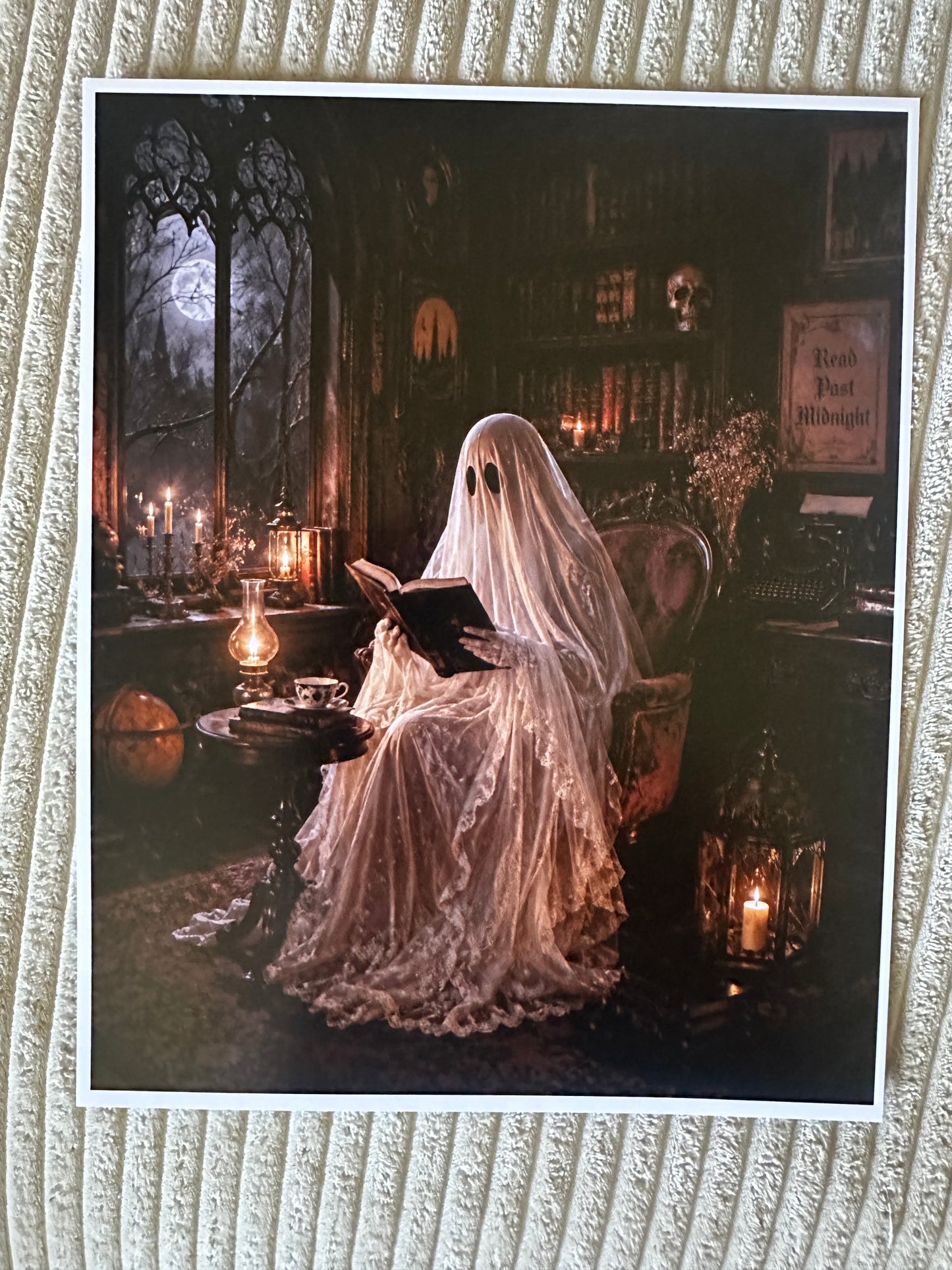 Ghost Gothic Reading Victorian Halloween Picture Print