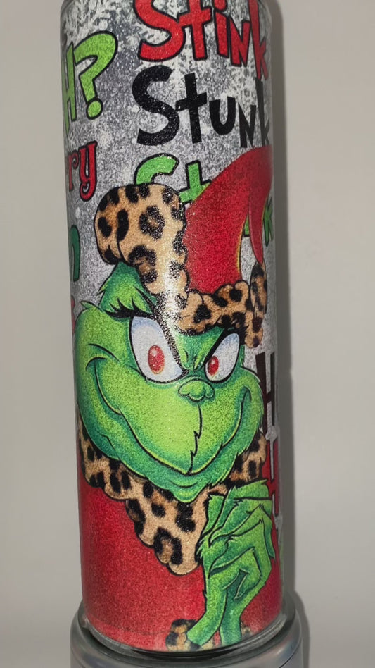 Grinch Christmas GLITTER Tumbler 20 oz Hot and Cold Drinking Cup Gift