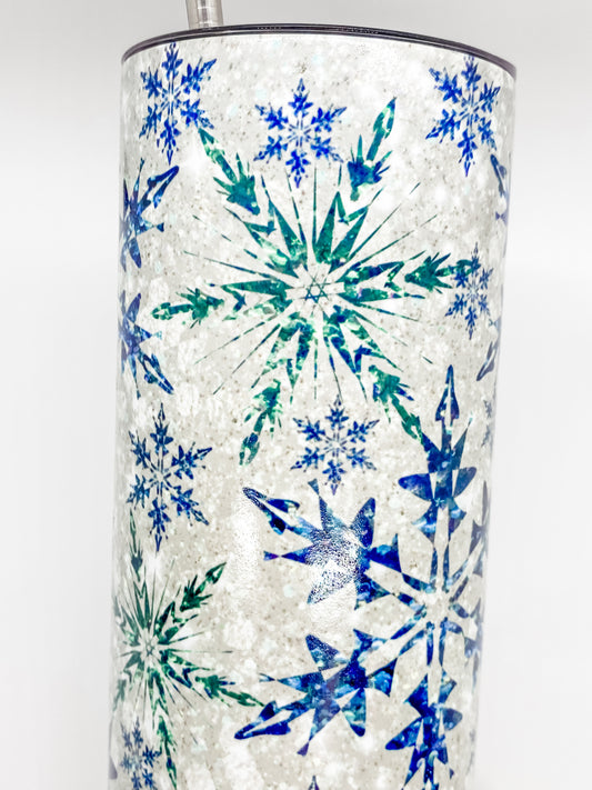 Snowflake Tumbler 20 oz GLOW in the Dark Holiday Christmas Cup