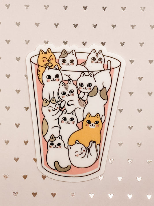Cute CAT Kitten Friends Kitty Cats in a Cup Sticker Car Decal