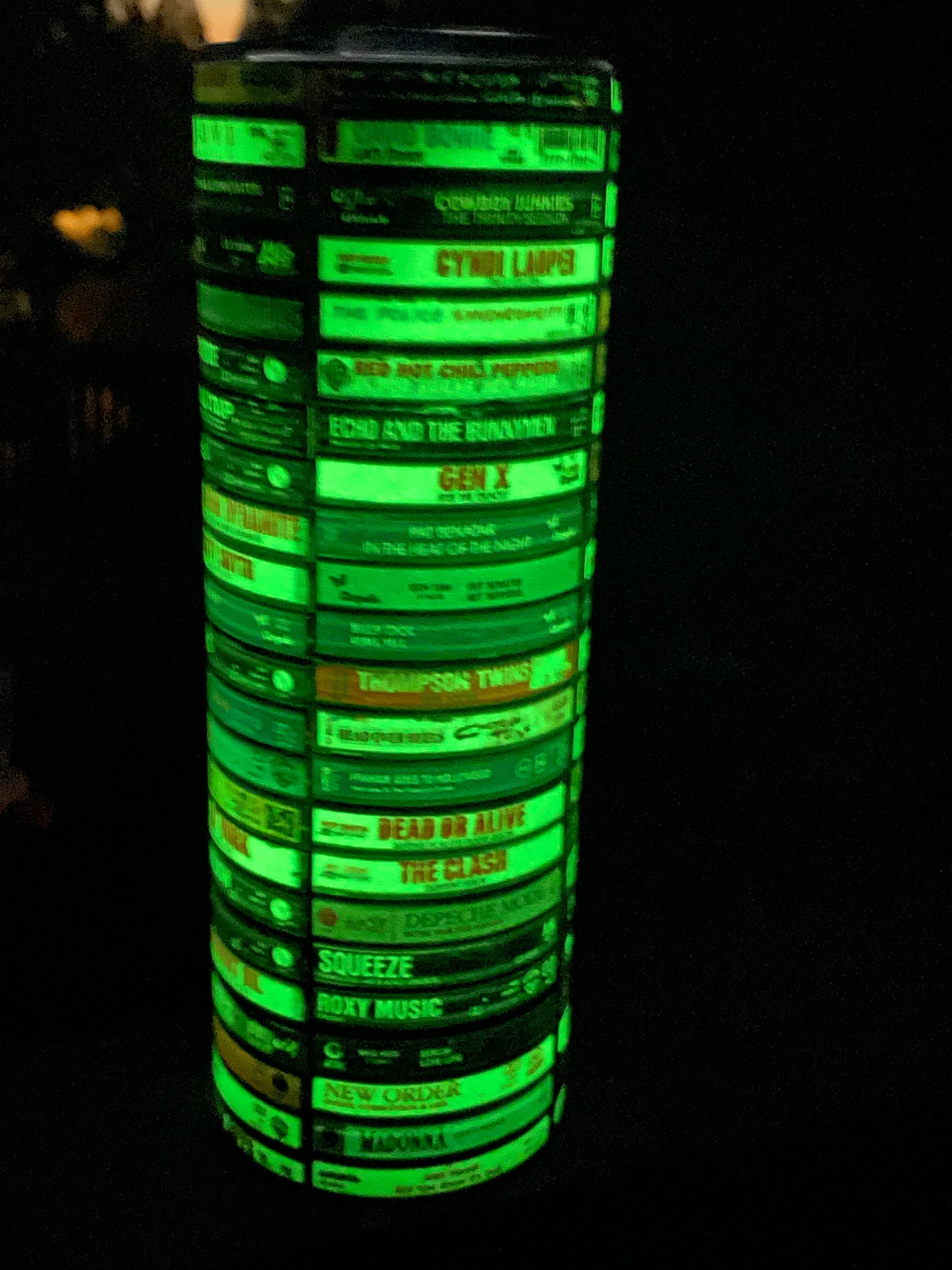 80s Rock Band Cassette Tape GLOW IN THE DARK Tumbler Nostalgic Birthday Gift