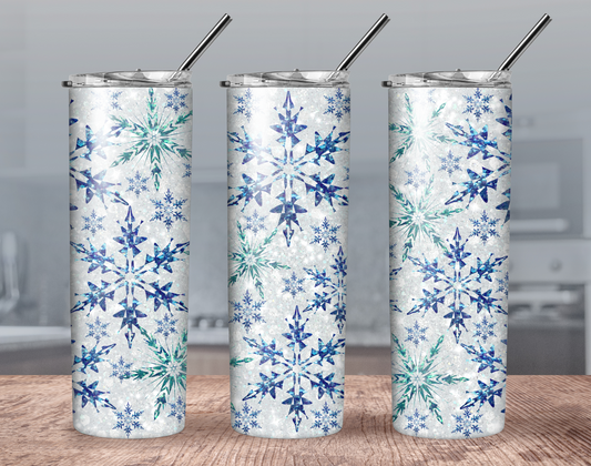 Snowflake tumbler 20 oz straight holiday tumblers Christmas gift double insulated lid and straw